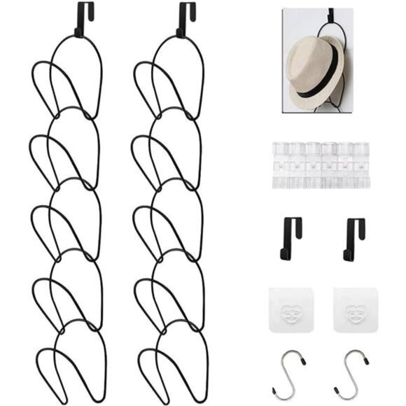 10 Pack Hat Rack Hanger Holder Organizer Closet Hanging Baseball Cap Display - Picture 1 of 7